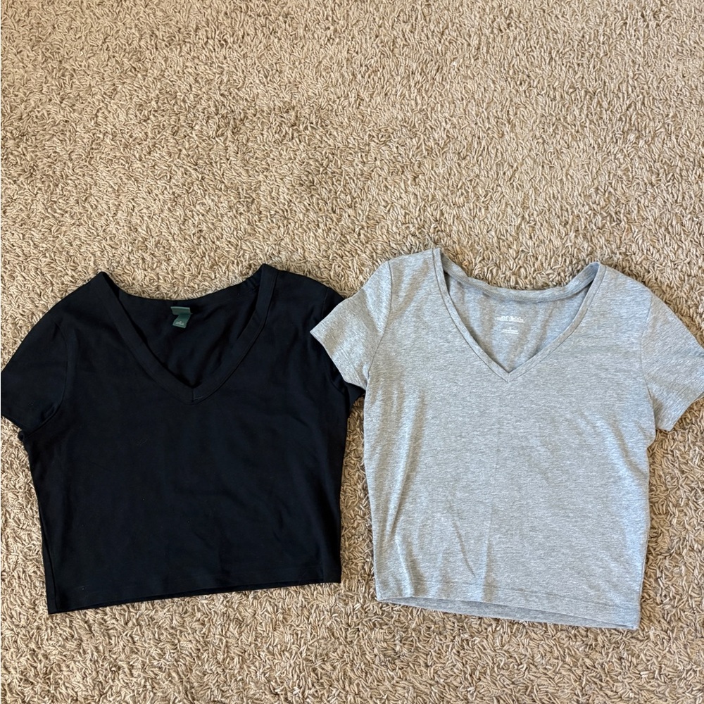 BUNDLE OF 2 Wild Fable black and grey crop tops #croptops - Picture 1 of 5